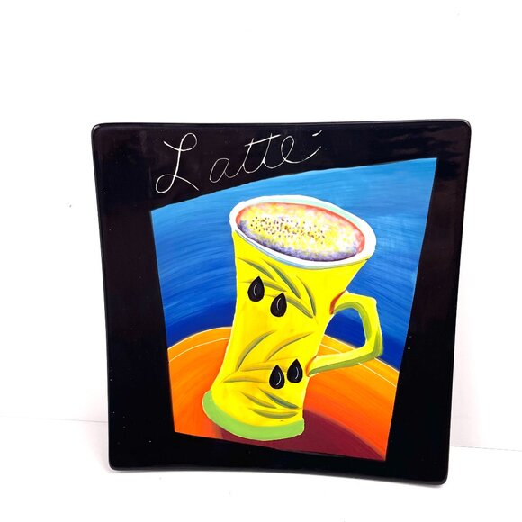 VTG Set of 4 Mary Naylor Designs Hand-Painted Coffee-Themed Plates 2003 9.75 in - Picture 8 of 11